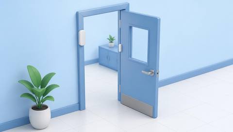 Illustration comparing visible open and closed door positions