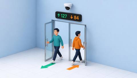 Illustrative entrance with directional counting boundaries