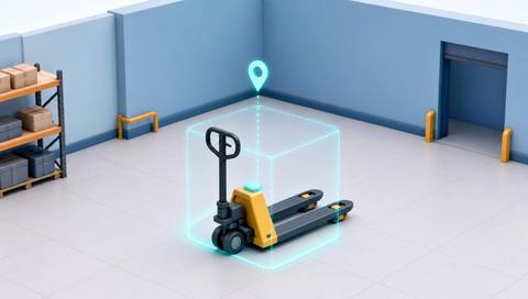 Illustrative movable-equipment track through a monitored area
