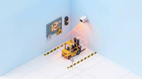 Illustrative forklift route with a measured assessment segment