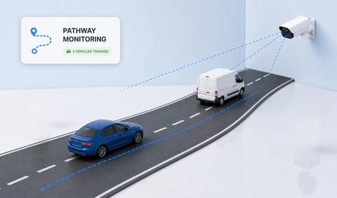 Illustrative yard route with a candidate vehicle path