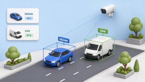 Illustrative vehicle approach showing body features used for type review