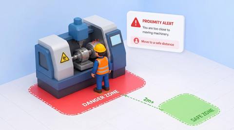 Illustrative machine approach with an assessed clearance region
