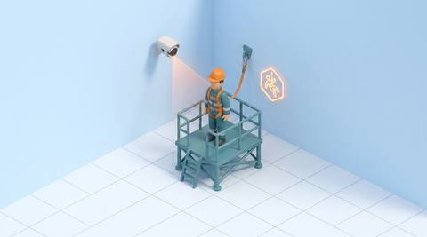 Illustrative elevated platform view with a defined work region
